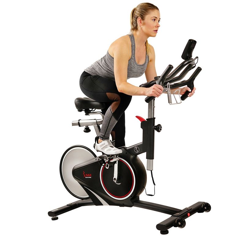 Sunny Health & Fitness Magnetic Belt Drive Premium Indoor Cycling Bike - Silver