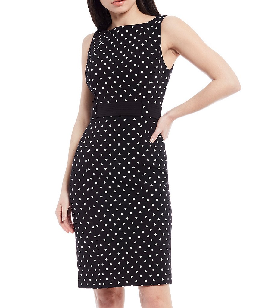 LDT Annemarie Stretch Crepe Dotted Sleeveless Dress