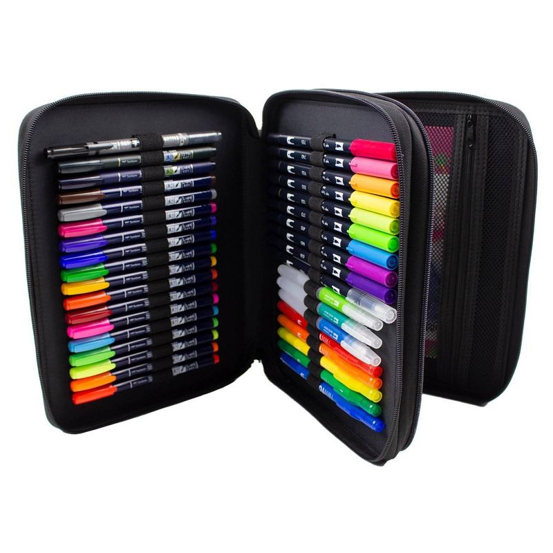 Zippered Marker Storage Case 54 Slots Black - Tombow