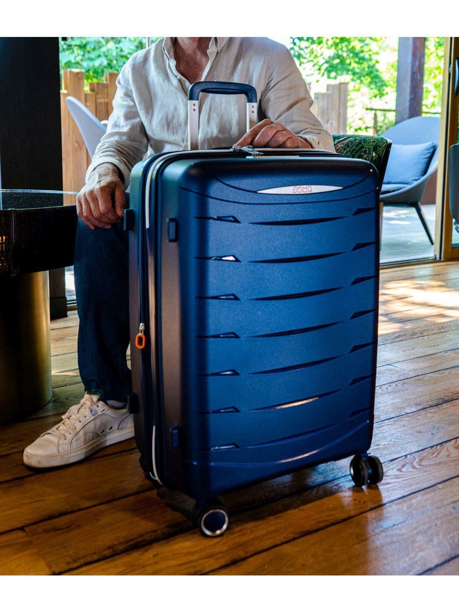 Jump Furano 2 Metallic Blue 8 Wheels Large Hard Cabin Trolley Bag