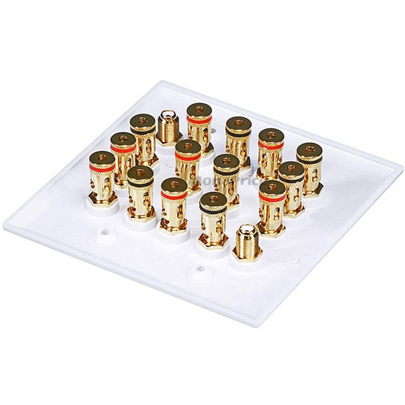 Monoprice 2-Gang 7.2 Surround Sound Distribution Wall Plate | Gold Plated, No Wire Pull-Outs