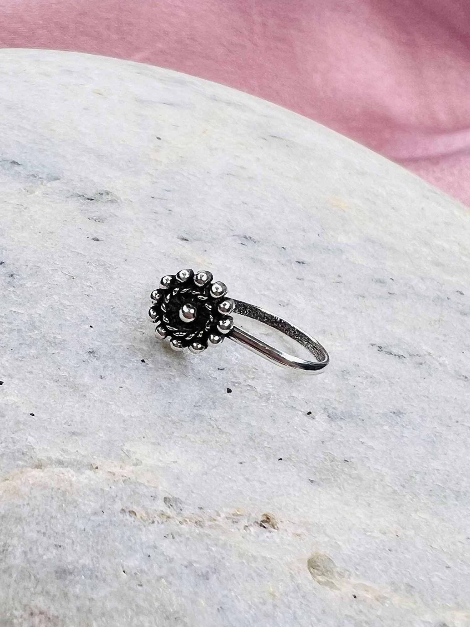 Arte Jewels 925 Sterling Silver Oxidized Round-shape Clip on Nosepin for Women & Girls