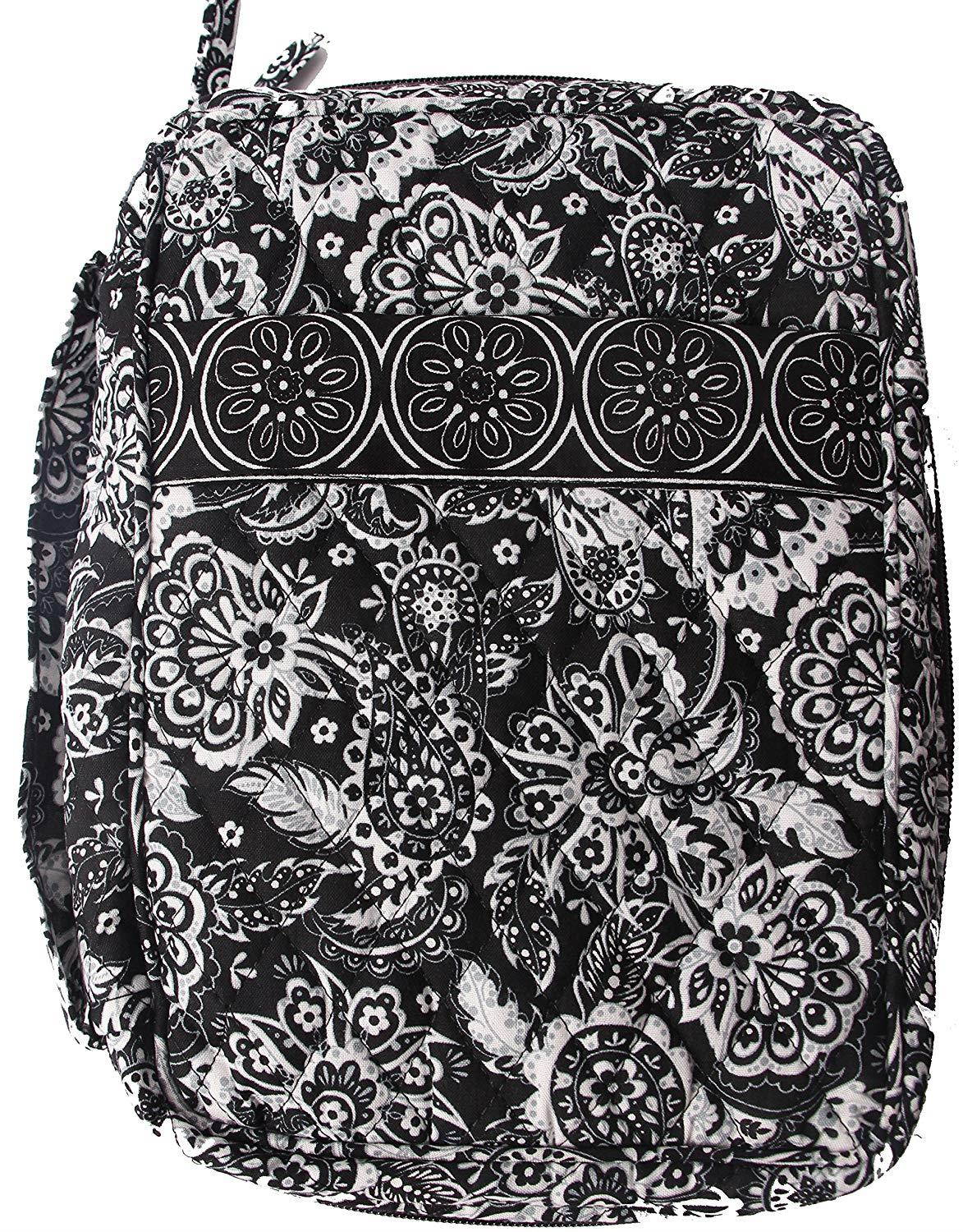 DIWI Medium Sizes 8.75 X 6.25 X 2.5 inches Bible Cover Quilted Good Book Cover Quilted Cotton Fabric Bible Cover Zip Closer Slip Pocket (M, 1804G BW Medallion)