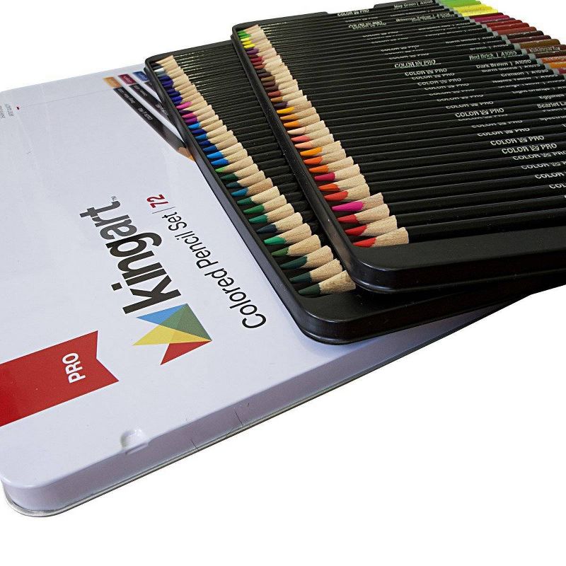 Kingart 72ct Colored Pencil Set In Tin Case - Pro level
