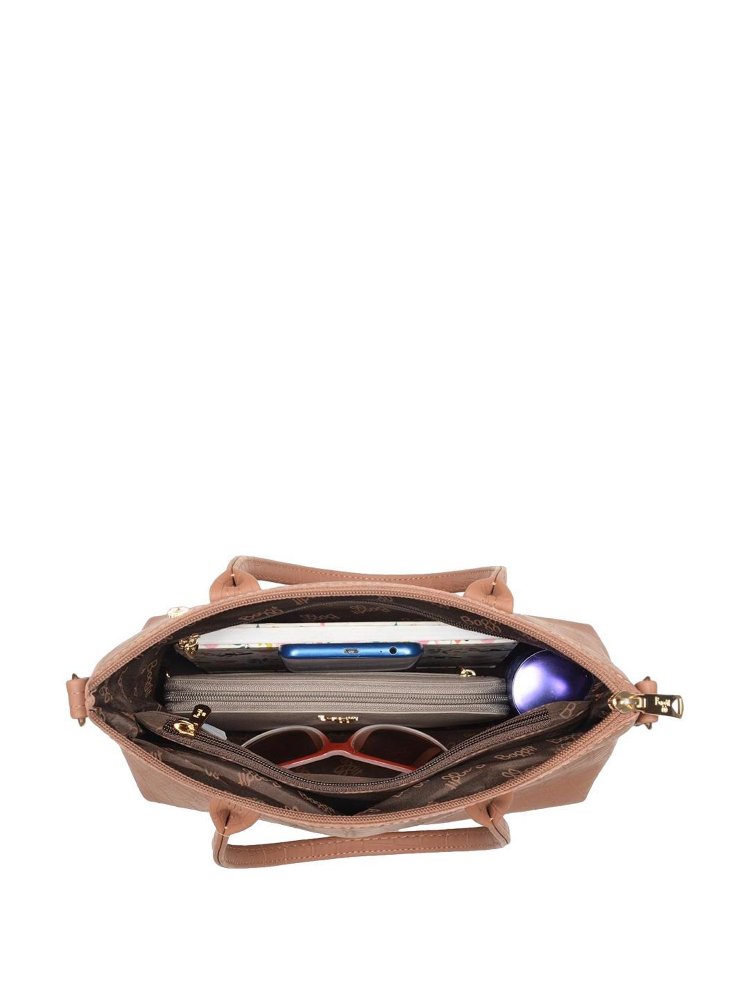 Baggit Fiot Tan PU Textured Handbag