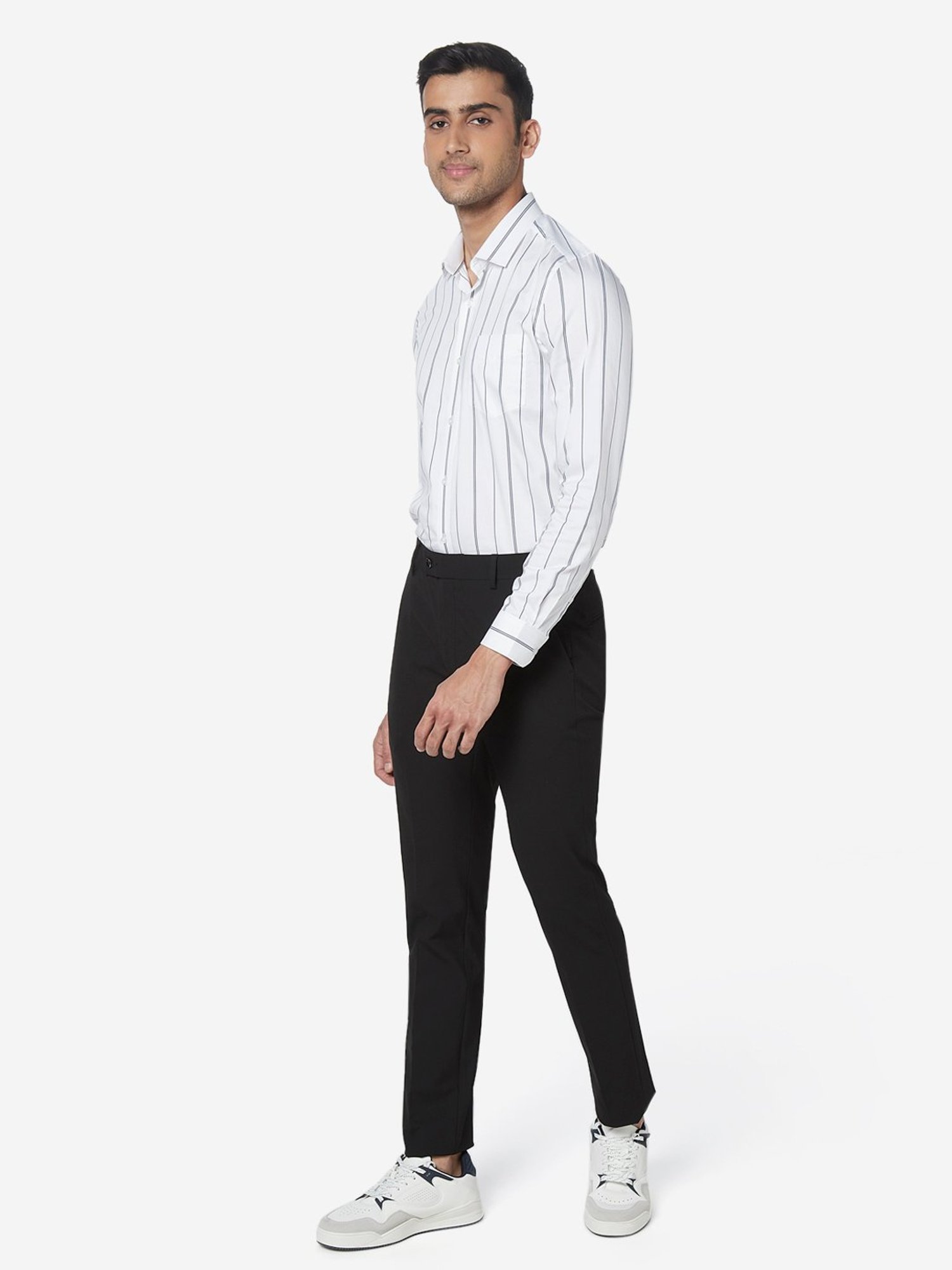 WES Formals by Westside Black Ultra Slim Fit Trousers