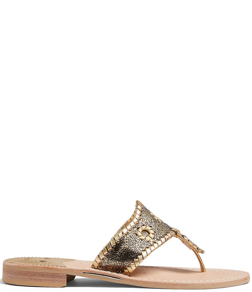 Jack Rogers Jacks Crackled Metallic Leather Thong Sandals