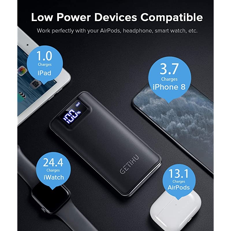 Portable Charger LED Display 10000mAh Power Bank 48A 2 USB Ports HighSpeed Battery Pack with Flashlight for iPhone 11 Pro X 8 7 6S Plus Samsung Galaxy S20 S10 Note 10 Google LG Oneplus iPad