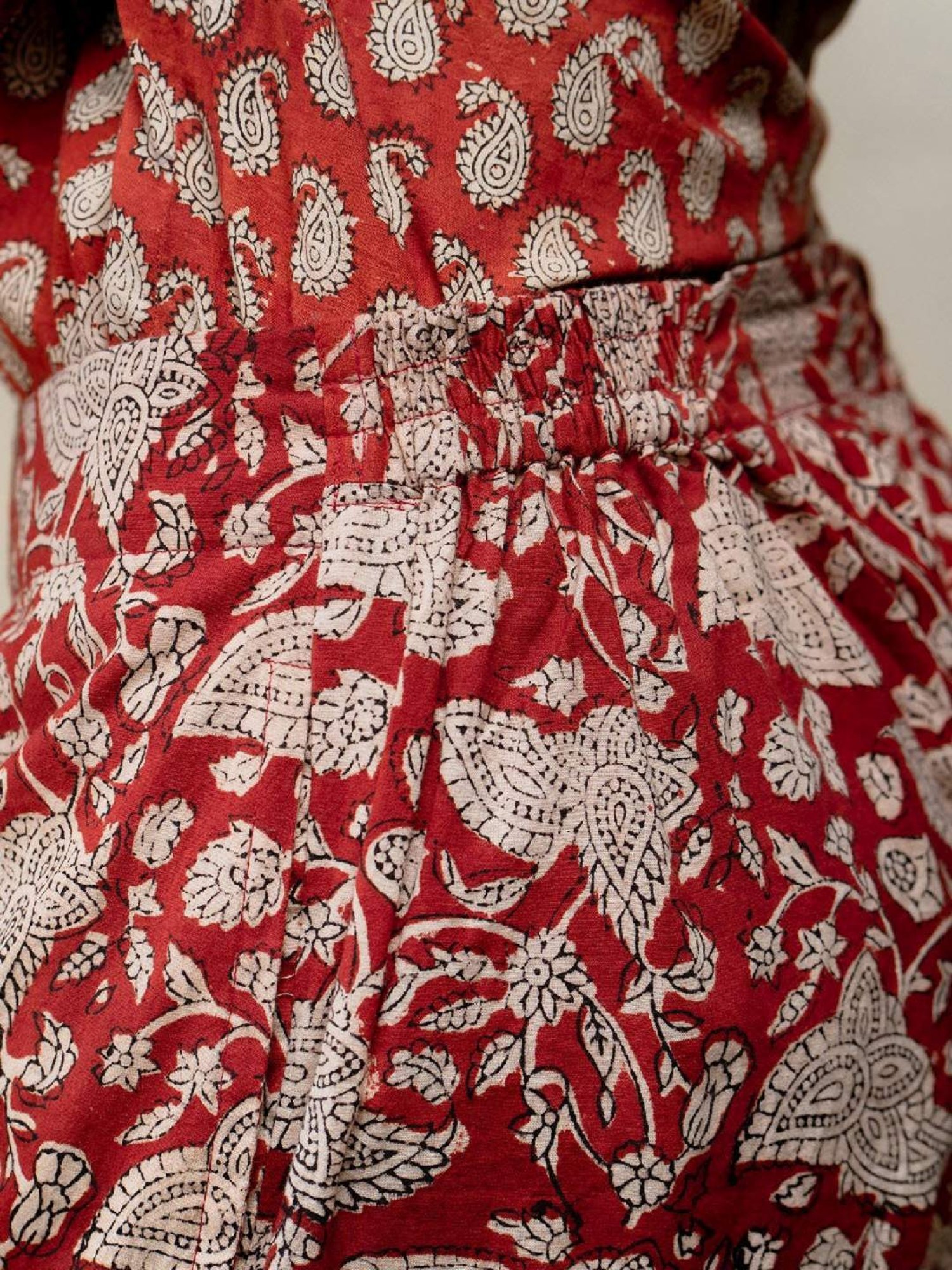 Okhai Red Floral Print Pure Cotton Pants