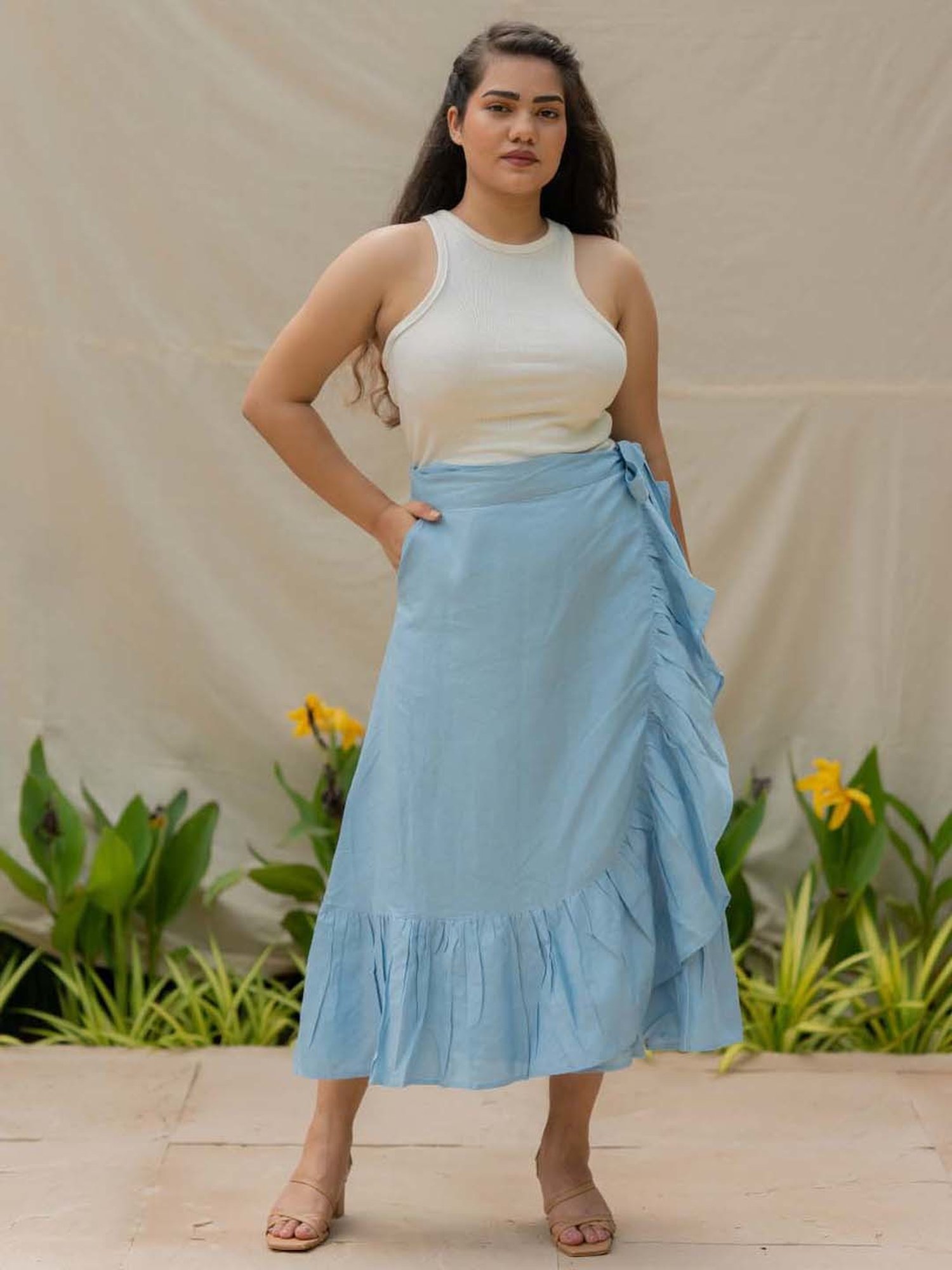 Anousshka Blue Mist Wrap Around Skirt