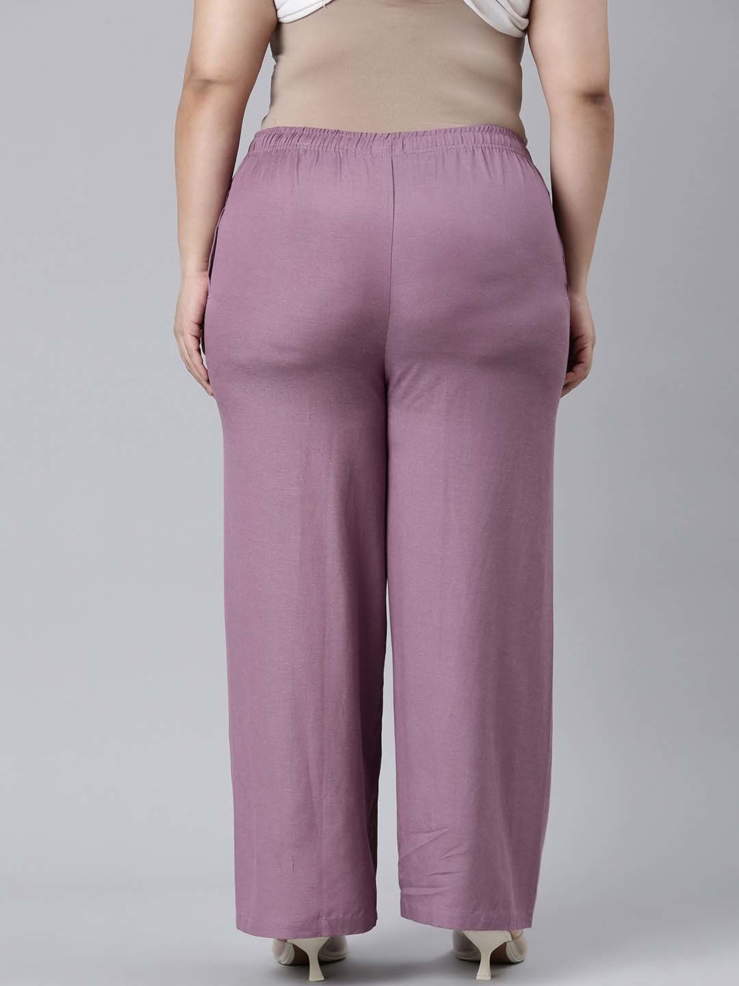 Go Colors! Lilac Linen Relaxed Fit Palazzos