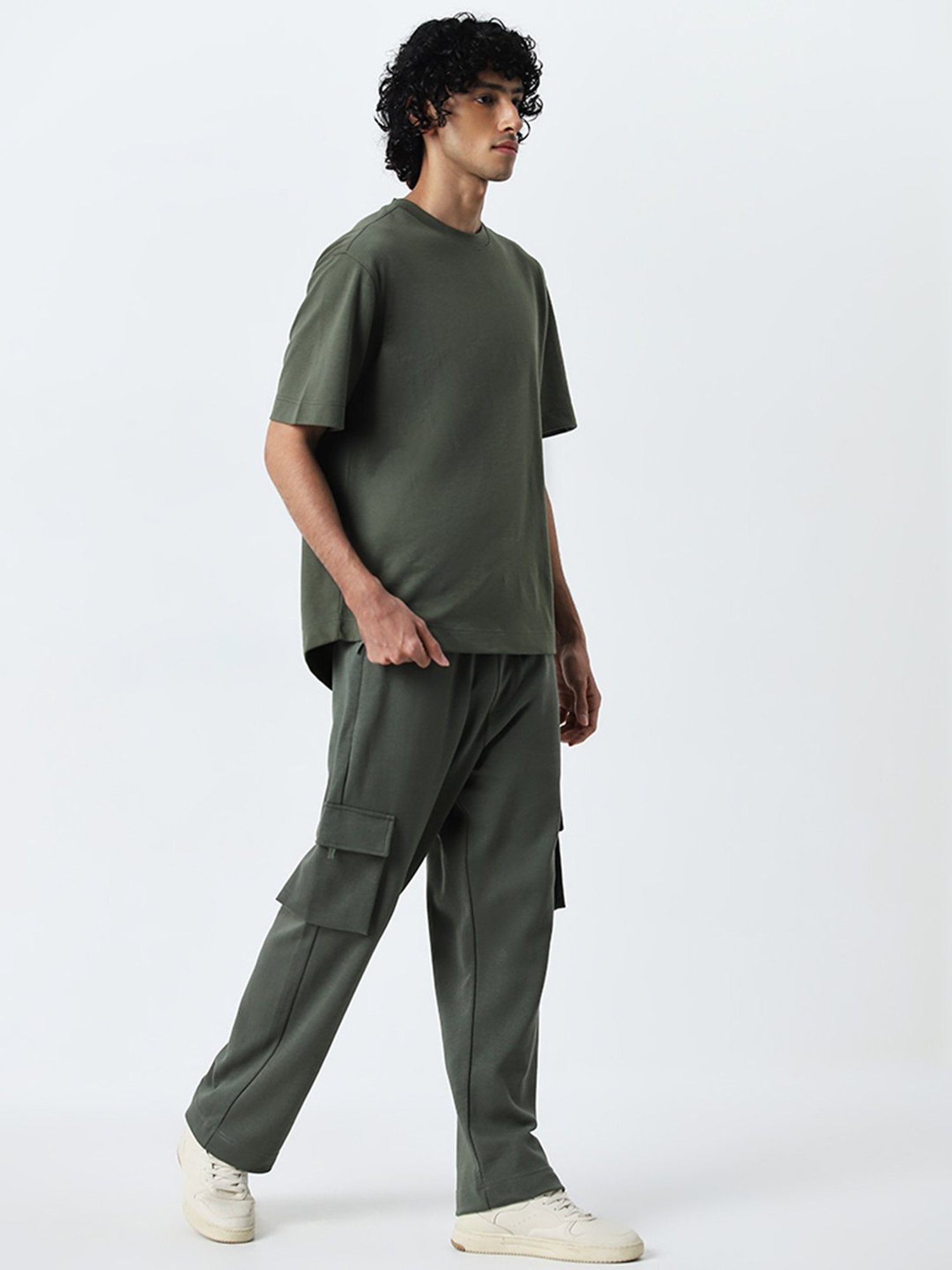 Studiofit by Westside Olive Mid-Rise Relaxed-Fit Track Pants