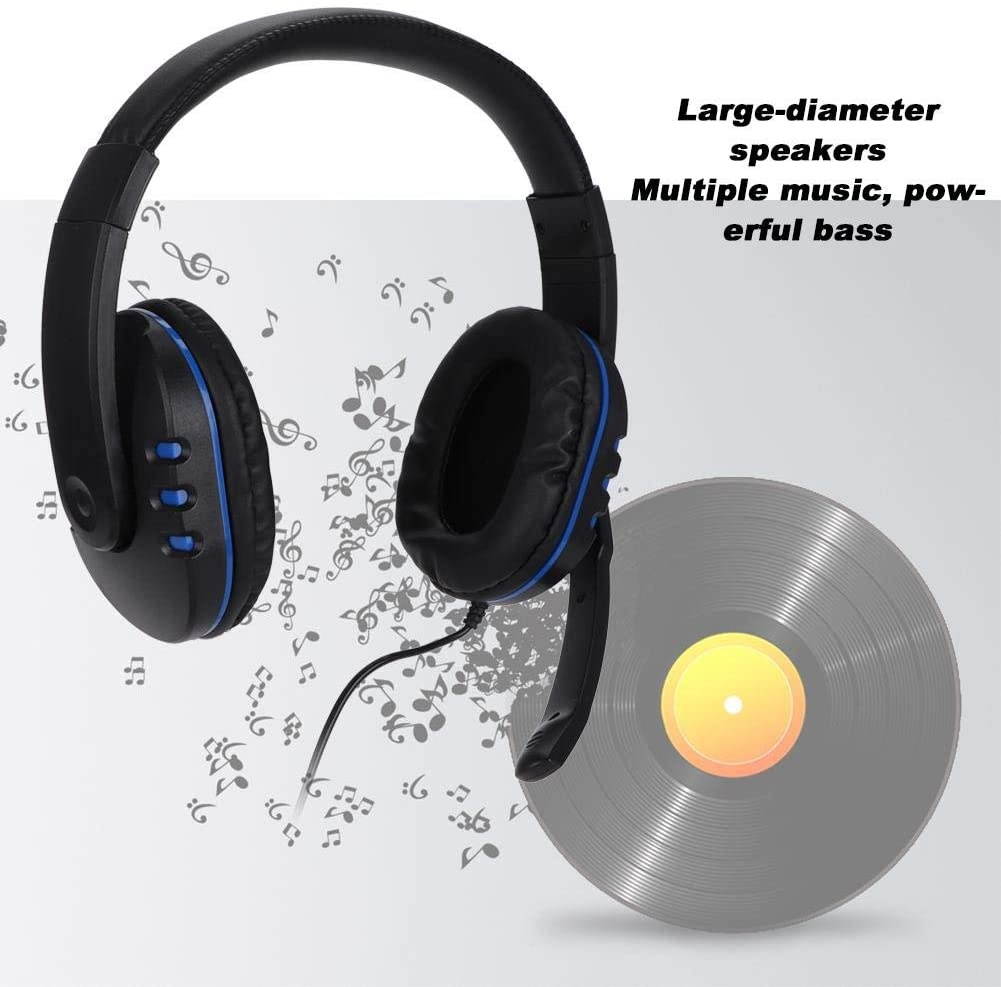 PUSOKEI Wired Gaming Headphone with Large-Diameter Speakers, Universal Double-Sided Headset with 3.5mm Straight Plug, Ergonomic Design, Double-Sided Headset