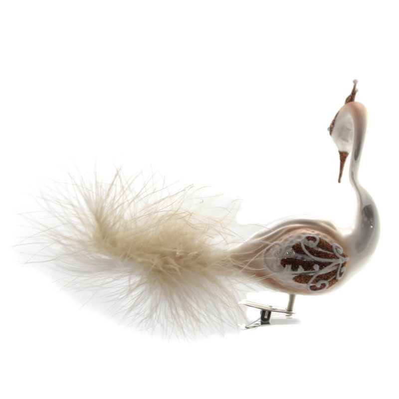Golden Bell Collection 4.25" Brown & Copper Clip On Peacock Ornament Bird Feather Crown  -  Tree Ornaments