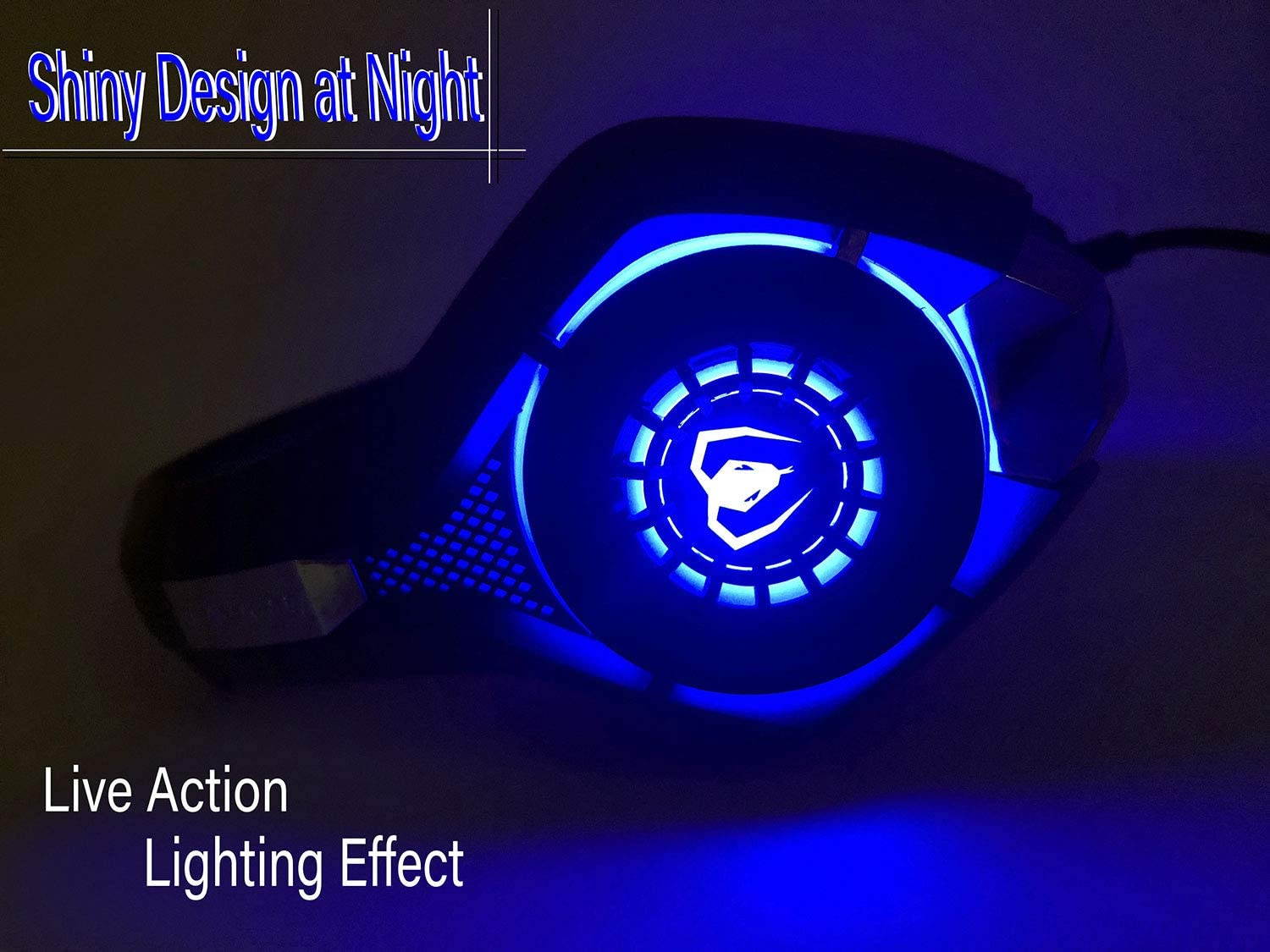 Pro Gaming Headset, Gaming Headphones for PC PS4 Xbox One Surround Sound Over-Ear Headphones with Mic LED Light Bass Surround Soft Memory Earmuffs for Computer Laptop - Blue