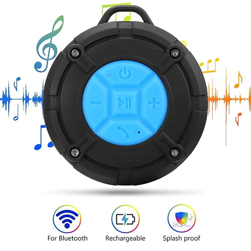 IPX7 Shower Speaker Bluetooth Waterproof 8H Playtime,  Portable Wireless Outdoor Speaker with Suction Cup & Carabiner-Bass HD Sound-Built in Mic- Bluetooth Speaker For Bathroom,Pool,Beach,Cycling
