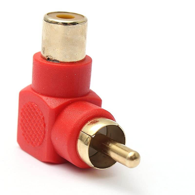 Male to Female Connectors Right Angle Plug Adapters M/F 90 Degree Elbow Gold-Plated (10 Black + 10 Red) (20-Pack)