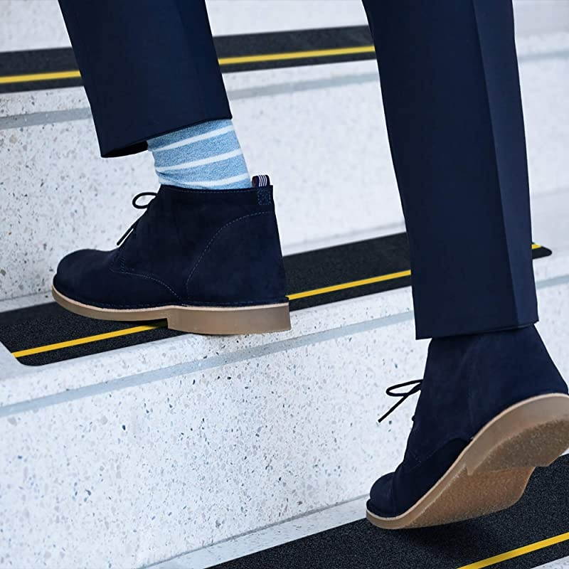 Textured Rubber Surface Anti Slip Stair Treads with Reflective Yellow Stripe Non Slip Safety Tape Comfortable for Bare Foot Black with Free Rubber Roller 6quotX24quotX12P Reflective