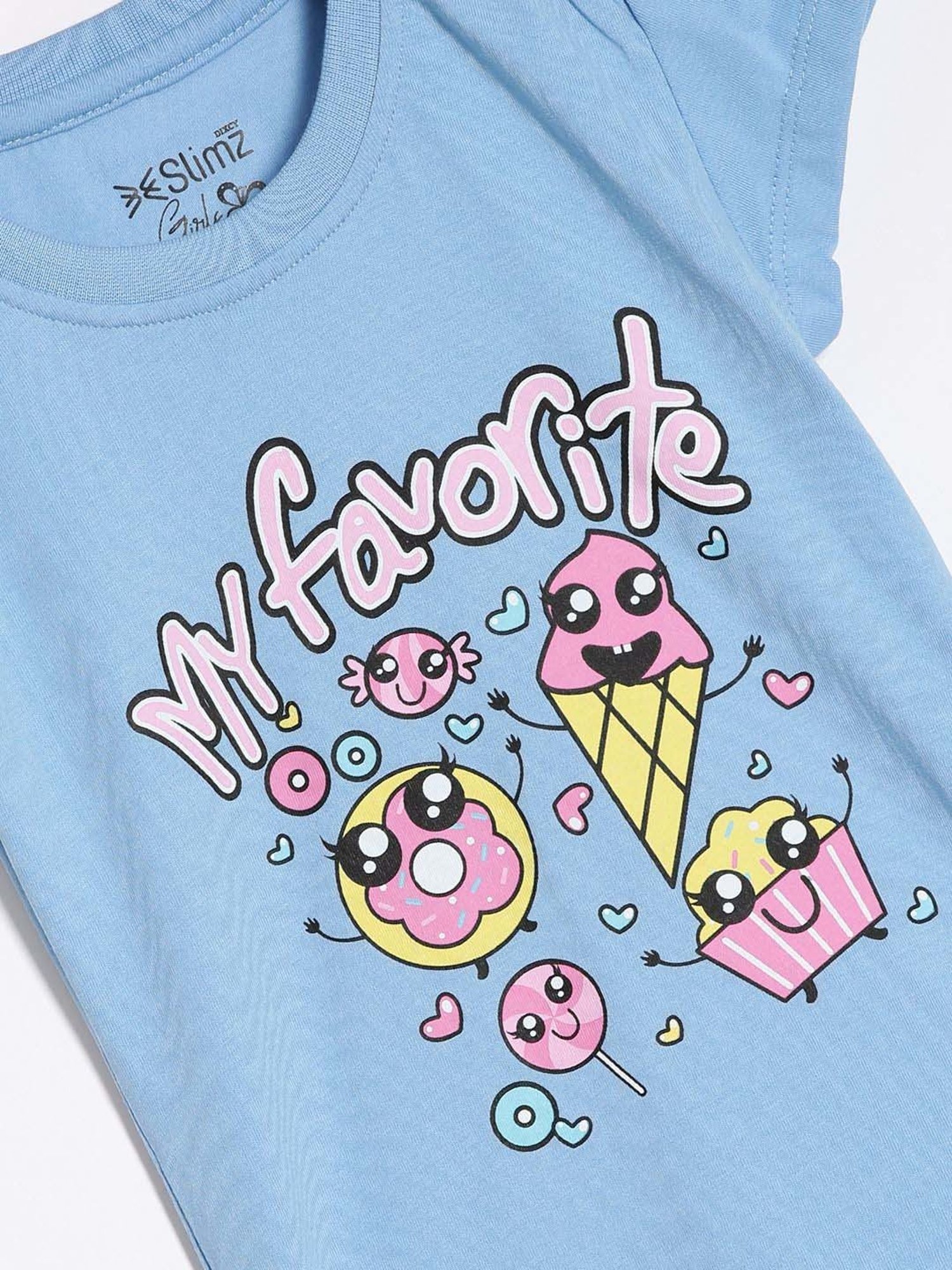 Dixcy Slimz Kids Blue & Pink Cotton Printed T-Shirt