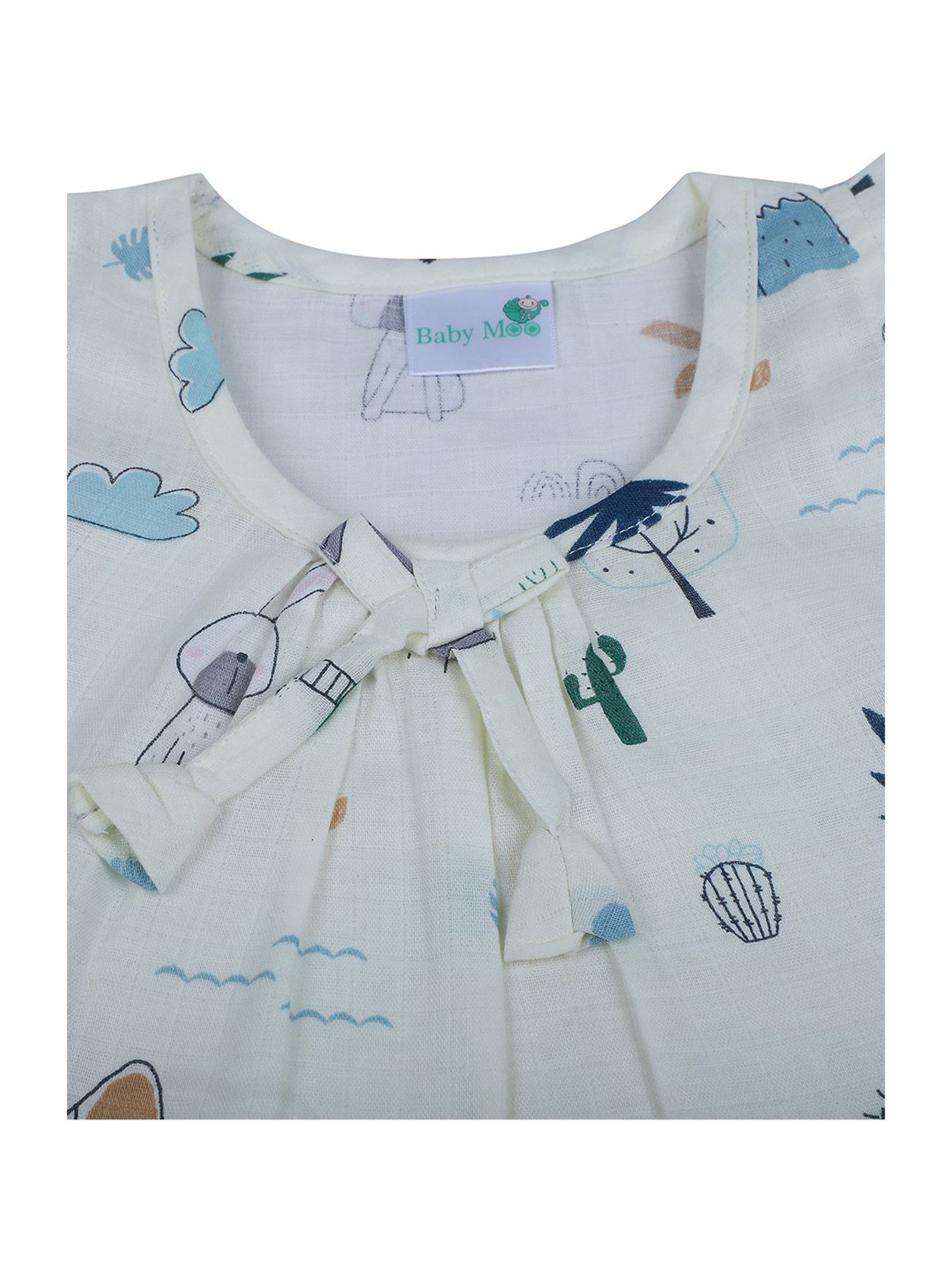 Baby Moo Kids Cream Printed Top Set