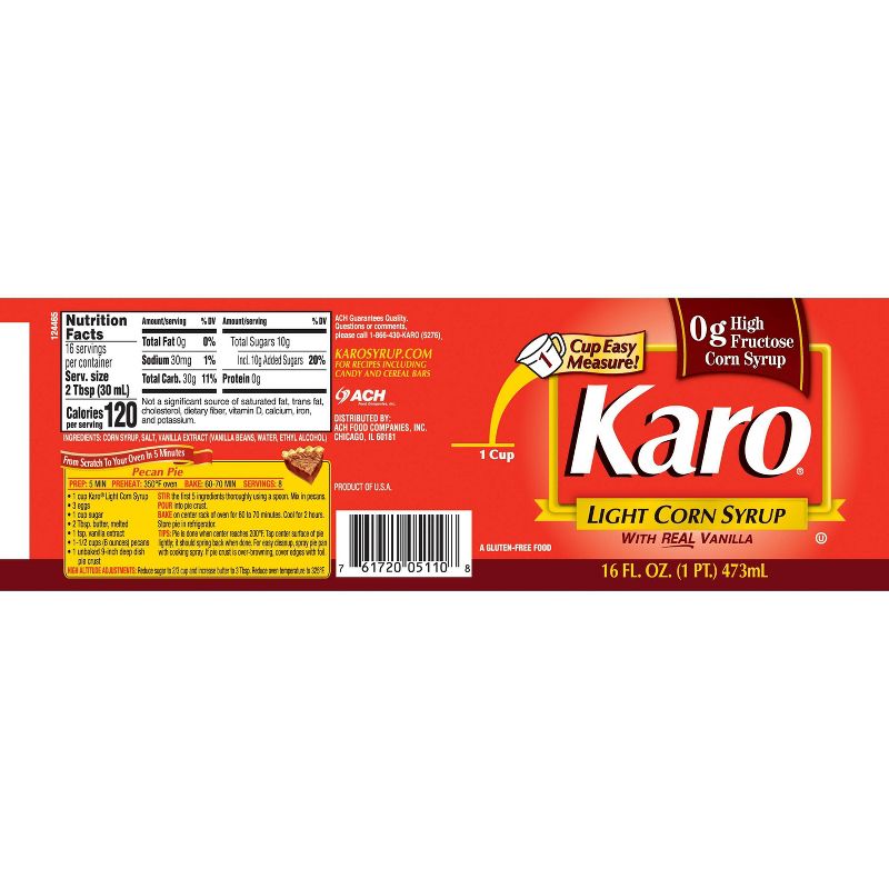 Karo Light Corn Syrup with Real Vanilla - 16oz