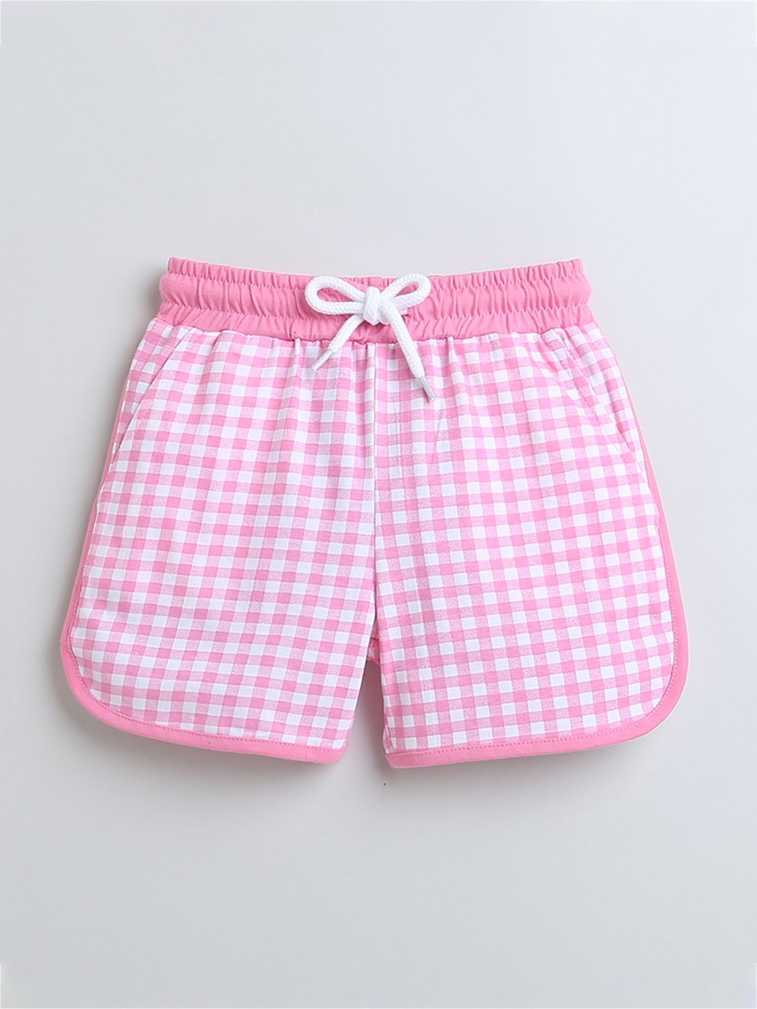 Bumzee Kids White & Pink Printed T-Shirt with Shorts