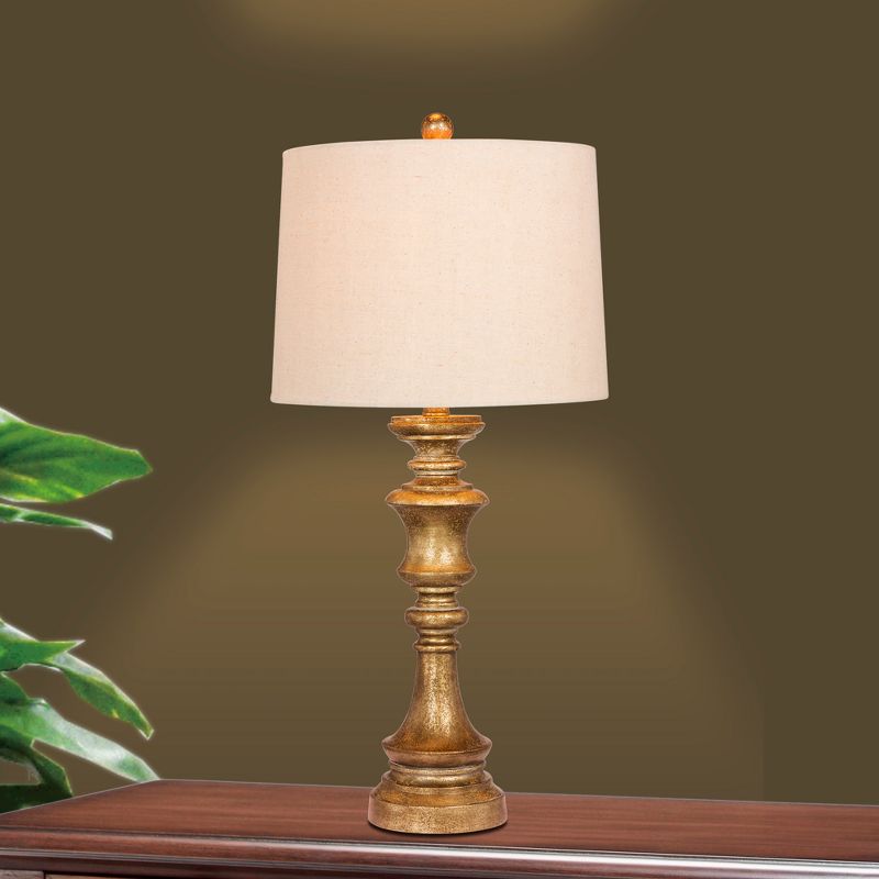 2pk Candlestick Antiqued Leaf Resin Table Lamps Antique Gold  - Fangio Lighting