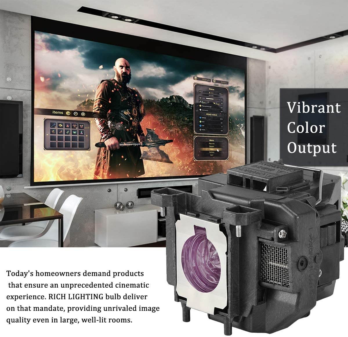 ESolid Elplp67 Relplacemnet Projector Lamp Bulb for Epson EX3210 EX3212 EX5210 EX6210 EX7210 PowerLite Home Cinema 500 750d 707 710HD 750HD VS220 S12 W12 TW550 H428A VS210 V13h010l67 Projector Bulb