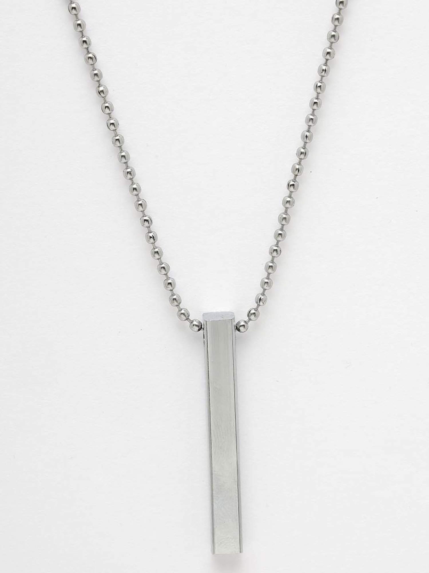 NVR Silver Rhodium Plated Bar Pendant & Chain for Men