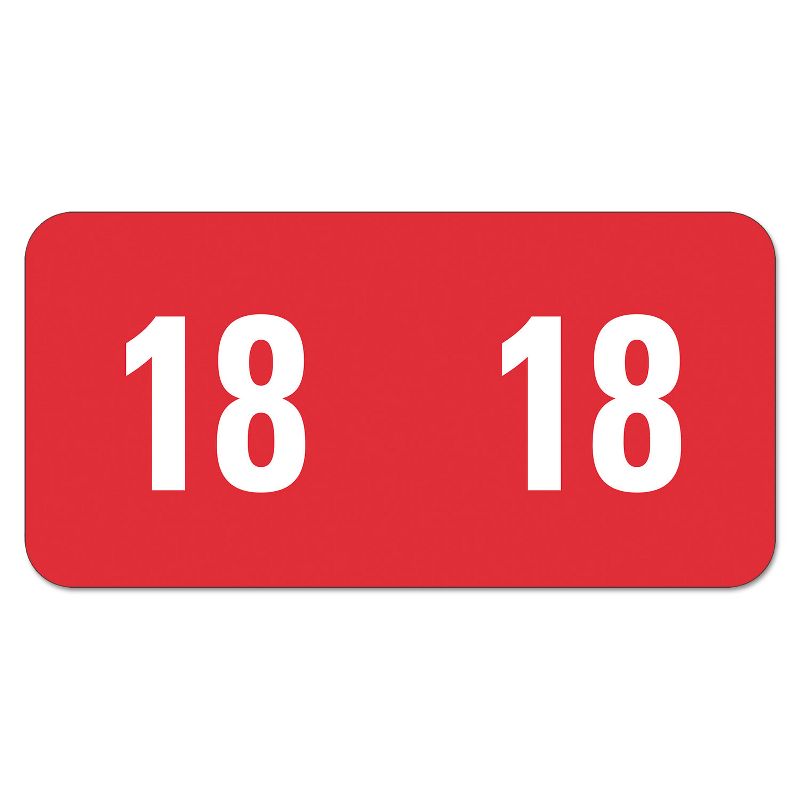 Smead Year 2018 End Tab Folder Labels 1/2 x 1 Red/White 250 Labels/Pack 67918