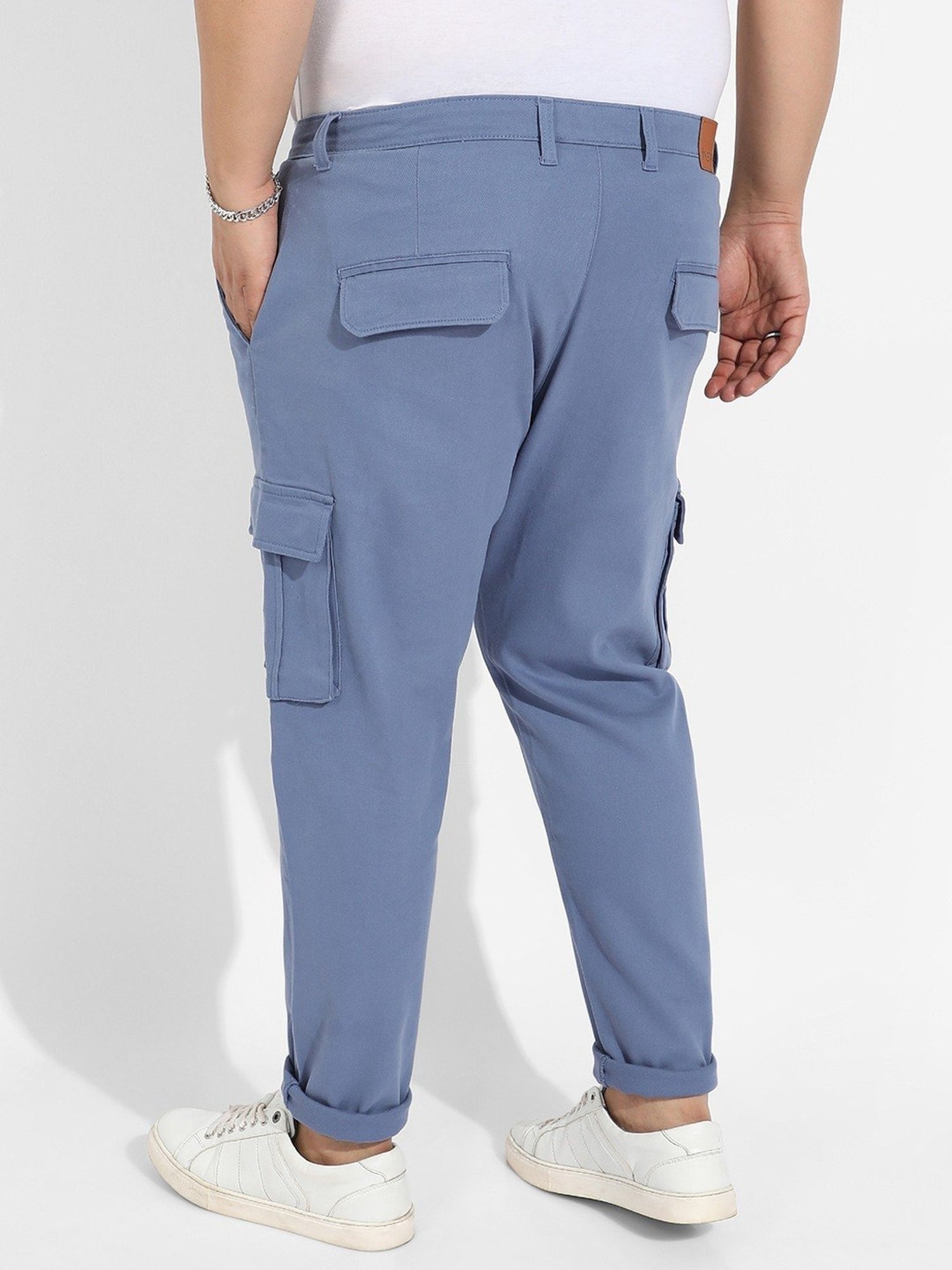 Instafab Plus Blue Regular fit Plus Size Cargos