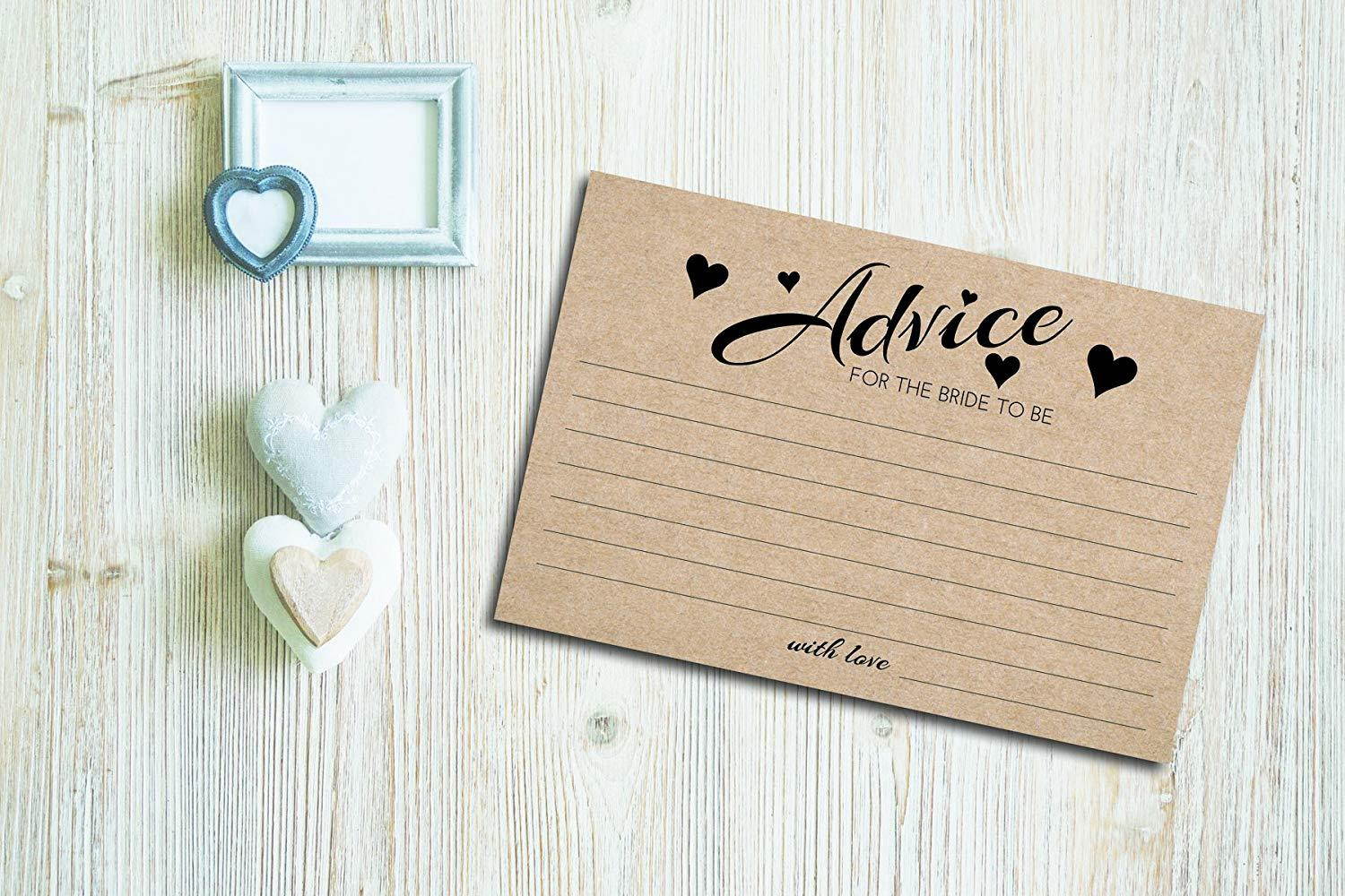 Home Advantage - (50 Pack) 4x6 Advice and Wishes for The Bride to Be (Kraft)