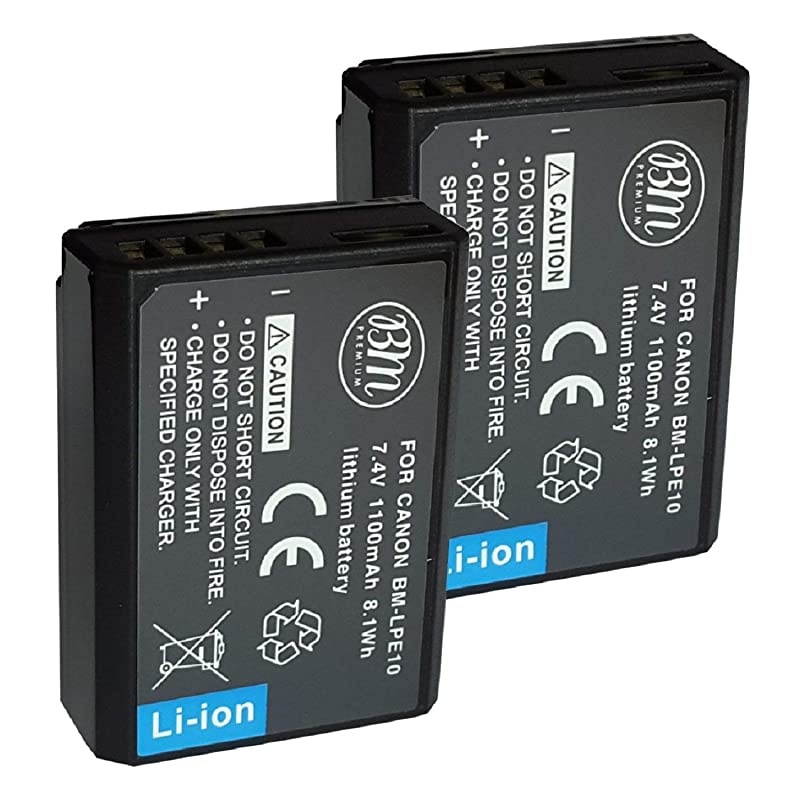 2Pack of LPE10 Batteries for Canon EOS Rebel T3 T5 T6 T7 Kiss X50 Kiss X70 EOS 1100D EOS 1200D EOS 1300D EOS 2000D Digital Camera
