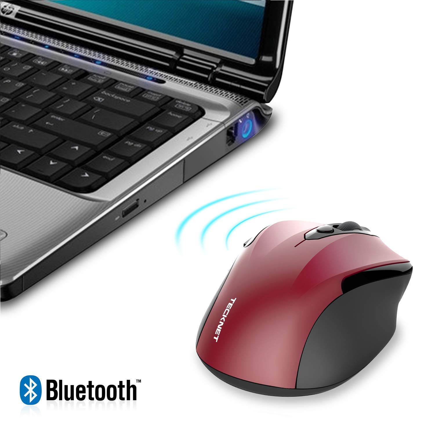 TeckNet 2600DPI Bluetooth Wireless Mouse, 24 Months Battery Life with Battery Indicator, 2600/2000/1600/1200/800DPI (Black)