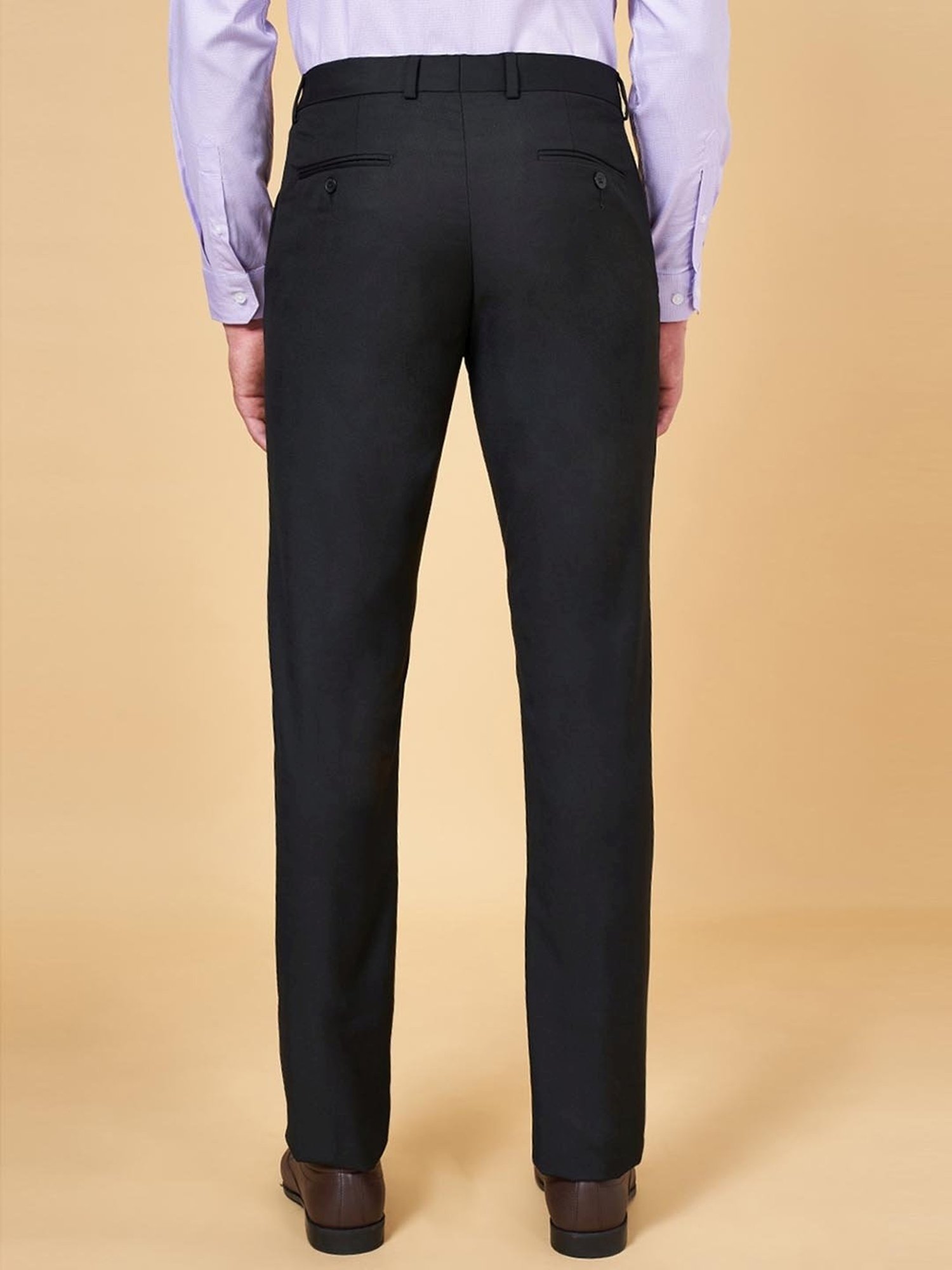 Peregrine by Pantaloons Black Slim Fit Self Pattern Trousers