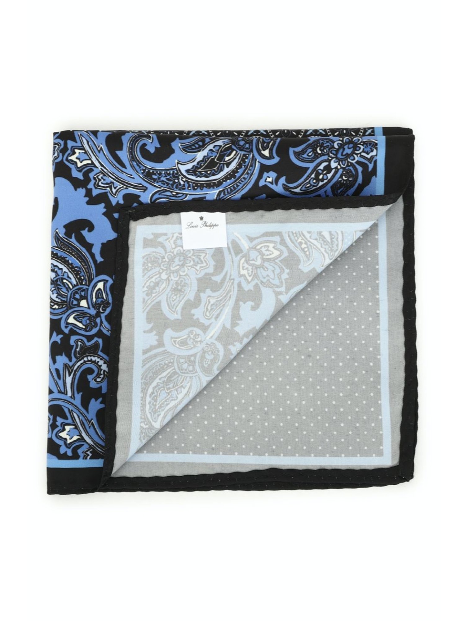 Louis Philippe Black Printed Pocket Square