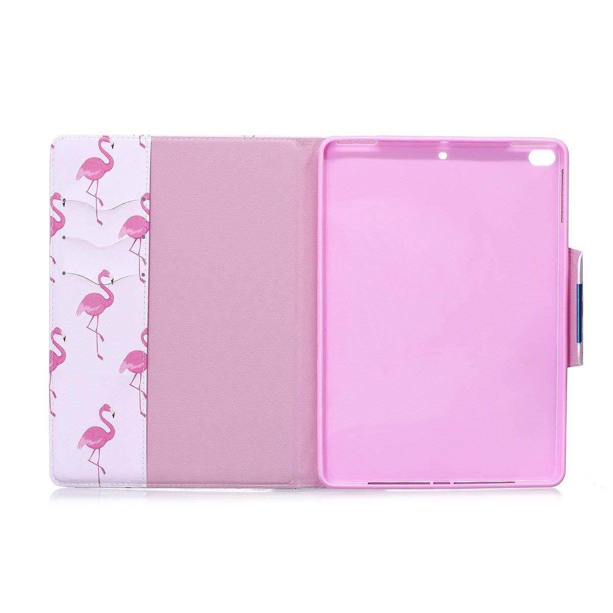 iPad Air case, iPad Air 2 case, Newshine PU Leather Magnetic Closure Flip Stand Case with Credit Card Pocket (Auto Sleep/Wake) for Apple iPad Air & iPad Air 2 - Red Flamingo