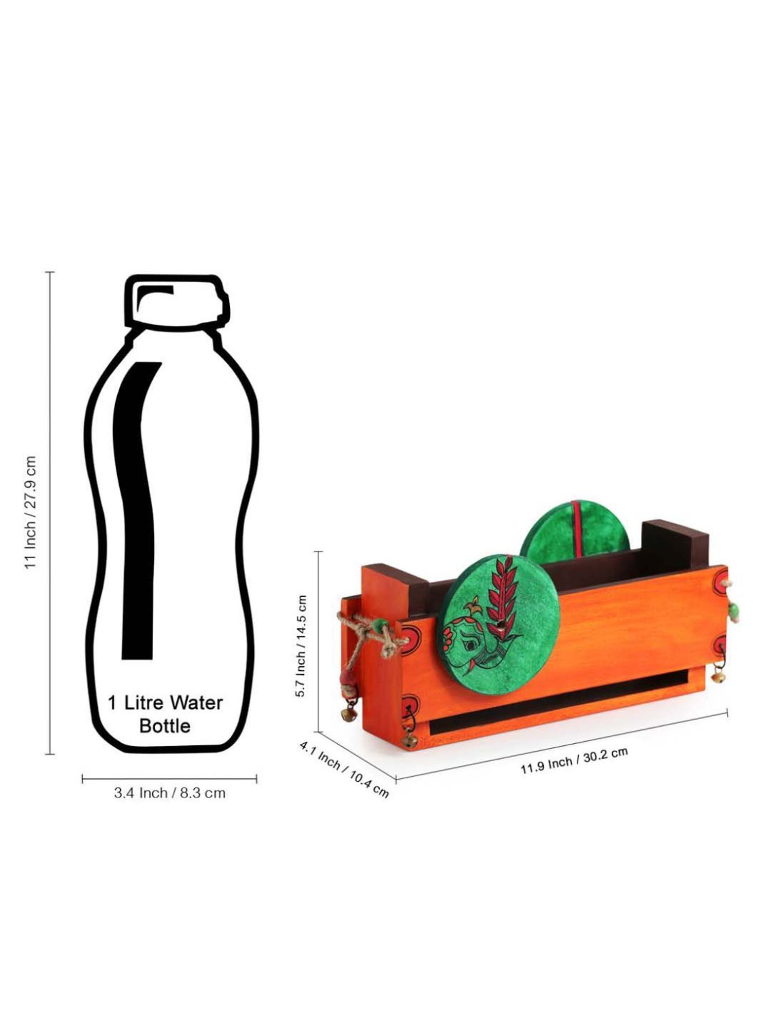 ExclusiveLane Madhubani Hand-Painted Magazine & Newspaper Stand In Wood