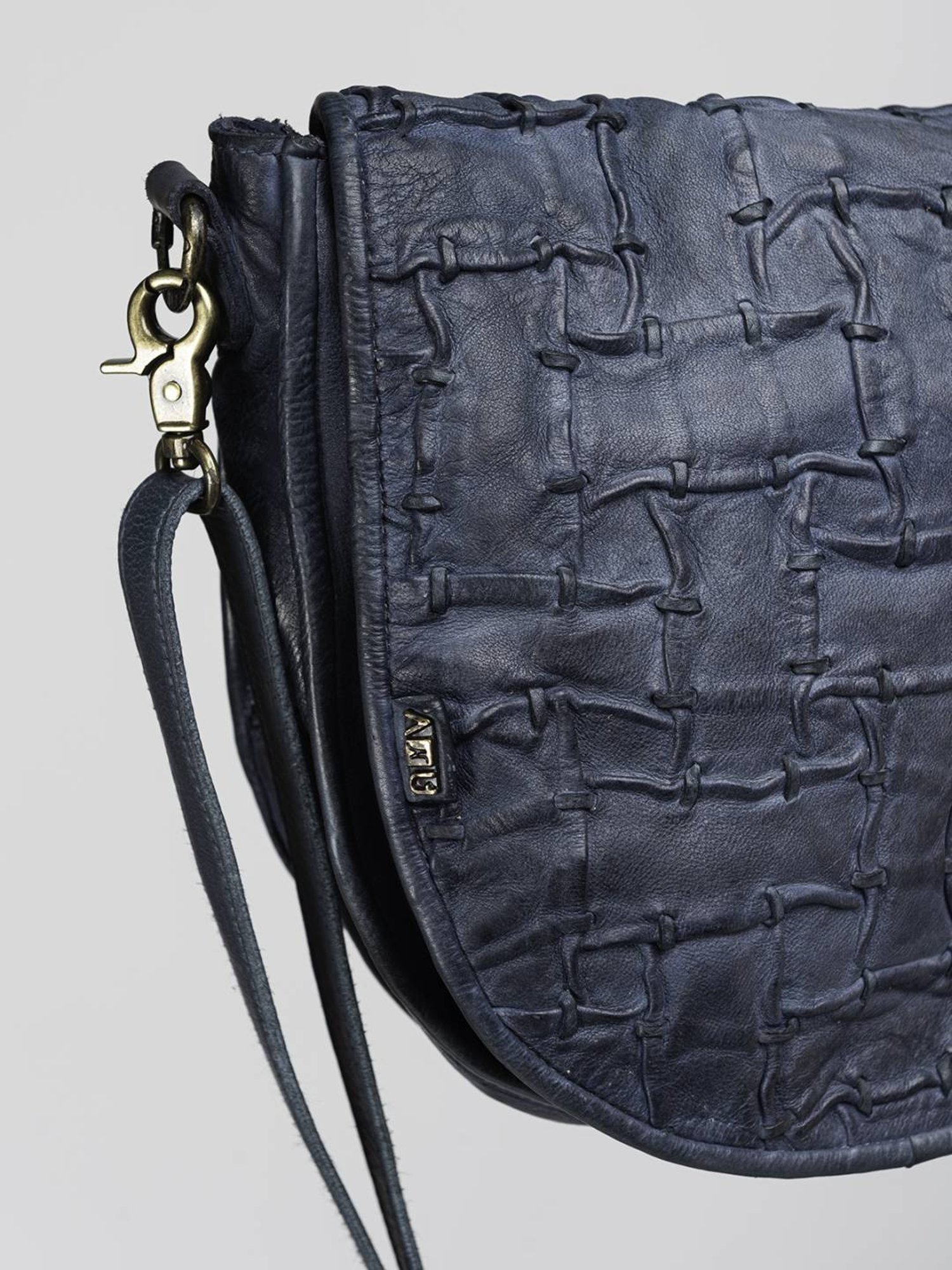 Art N Vintage Carla Blue Leather Textured Small Sling Handbag