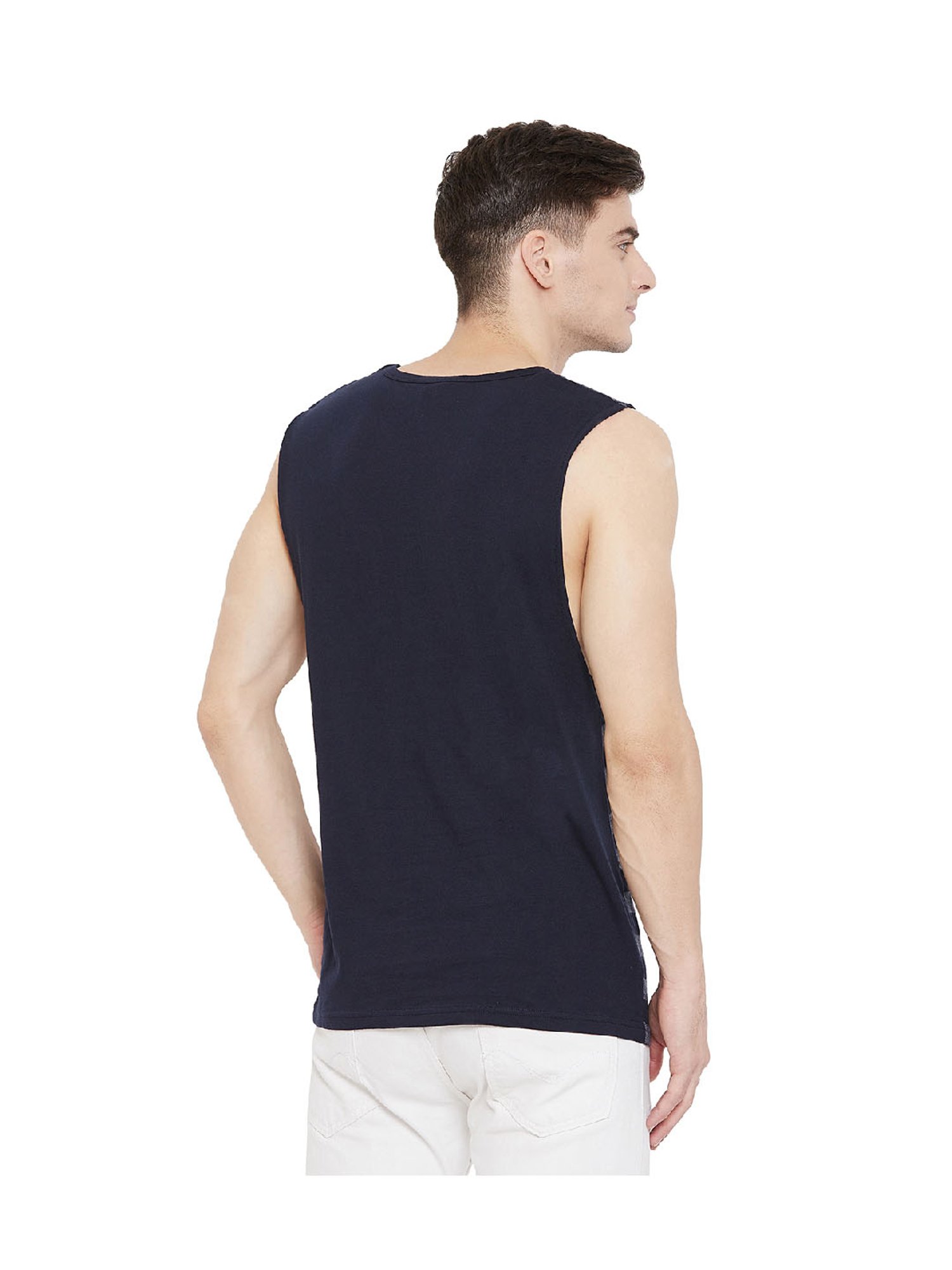 Hypernation Blue & Grey Stripes Cotton T-Shirt