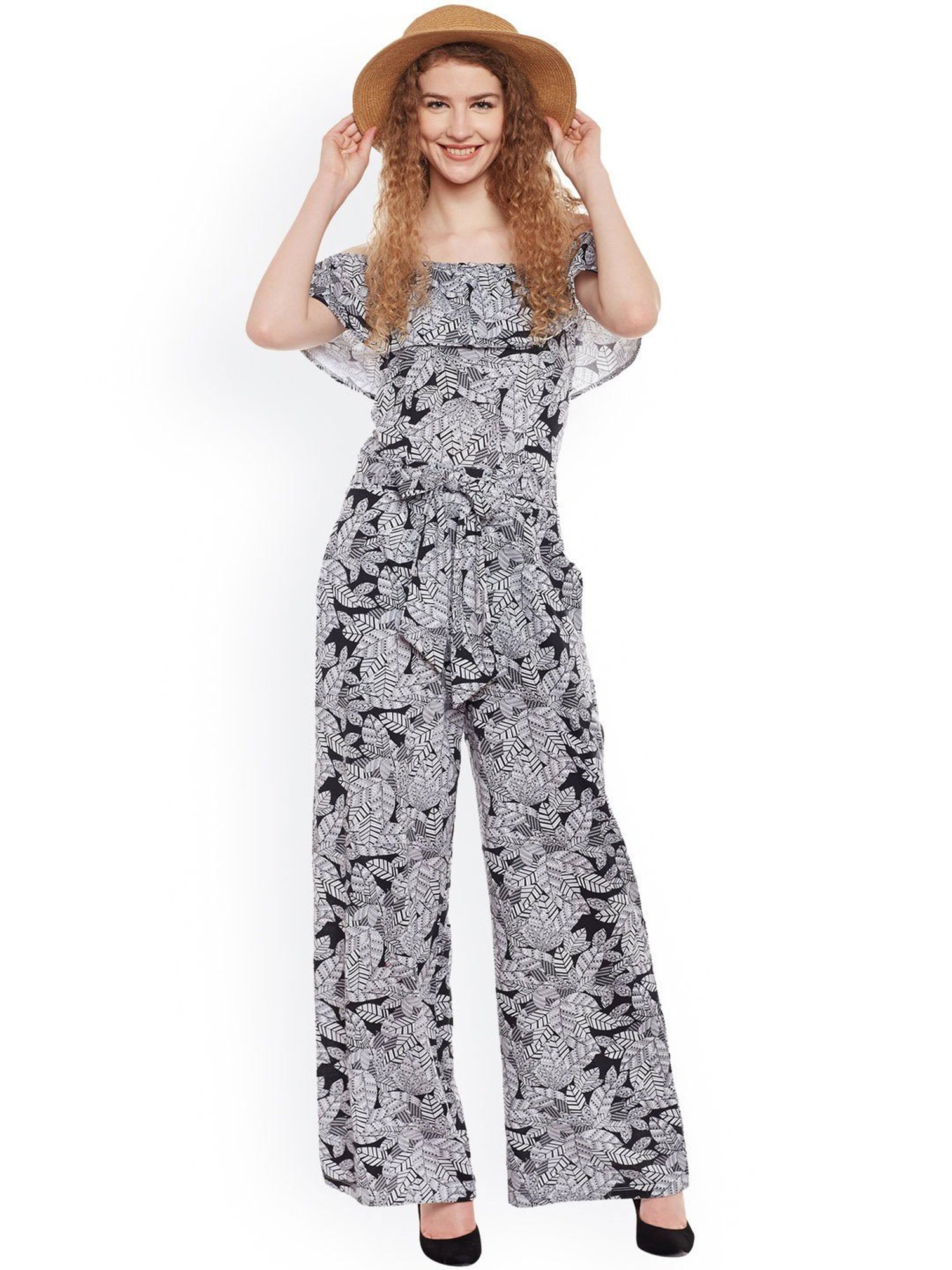 Belle Fille Black & White Printed Jumpsuit