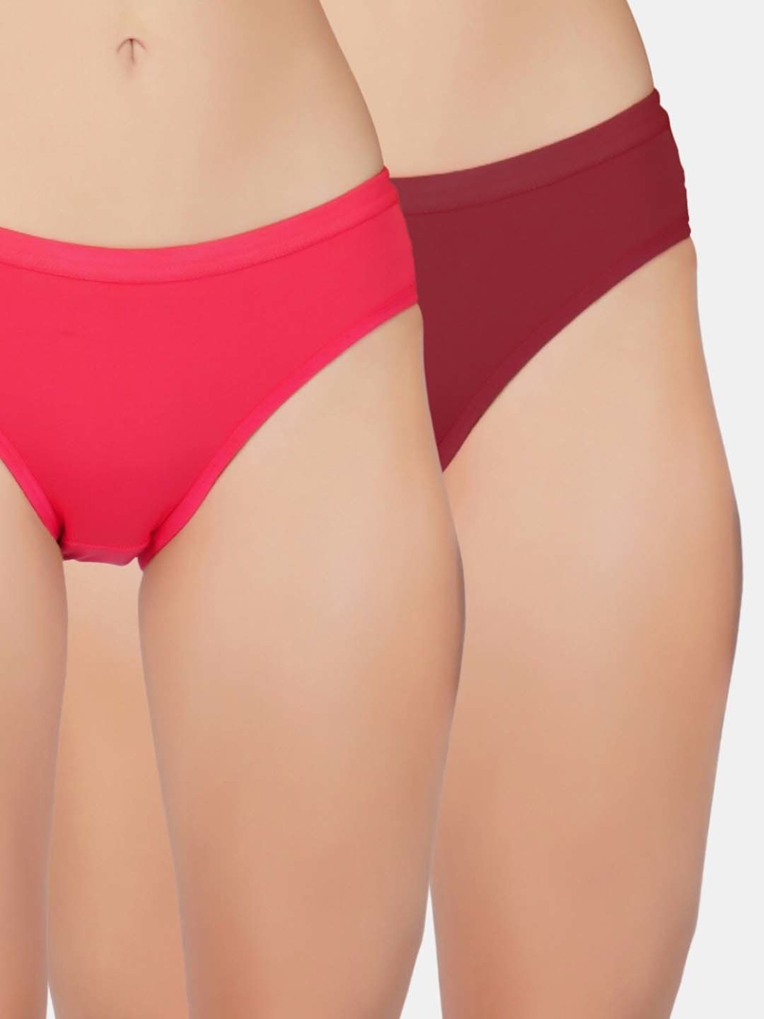 Bleeding Heart Pink & Maroon Plain Panties - Pack Of 2