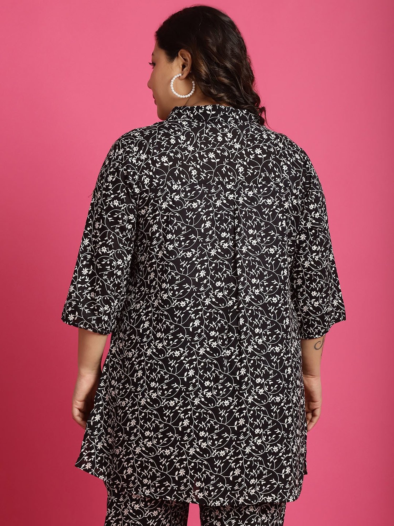 theRebelinme Black Floral Print Shirt