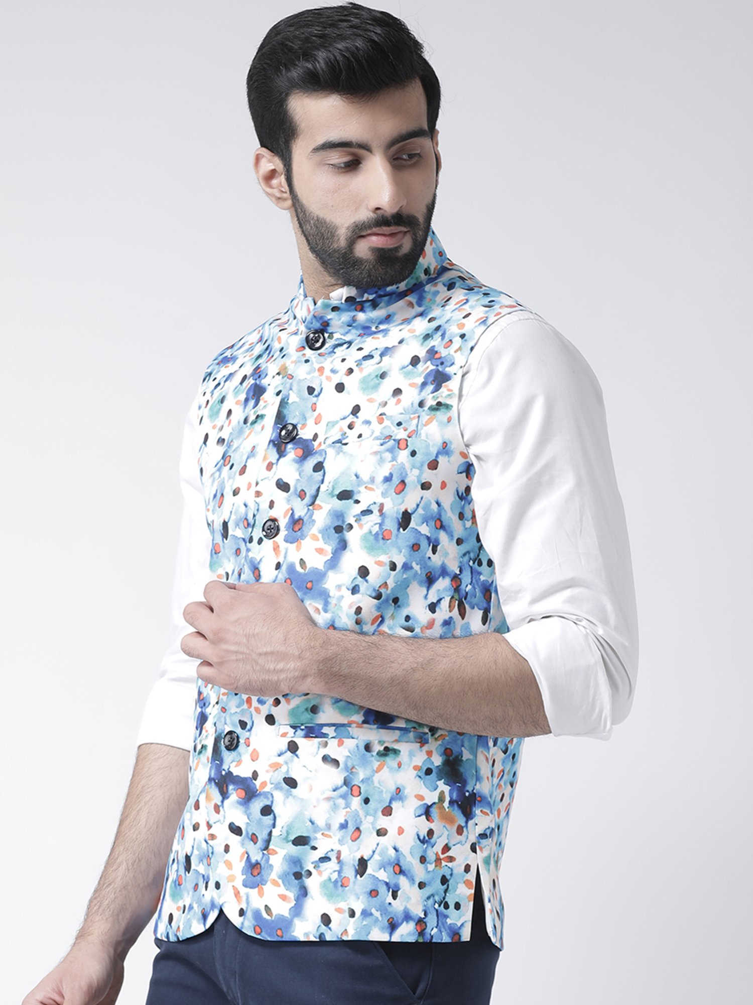 Hangup Plus Multicolor Regular Fit Printed Nehru Jacket