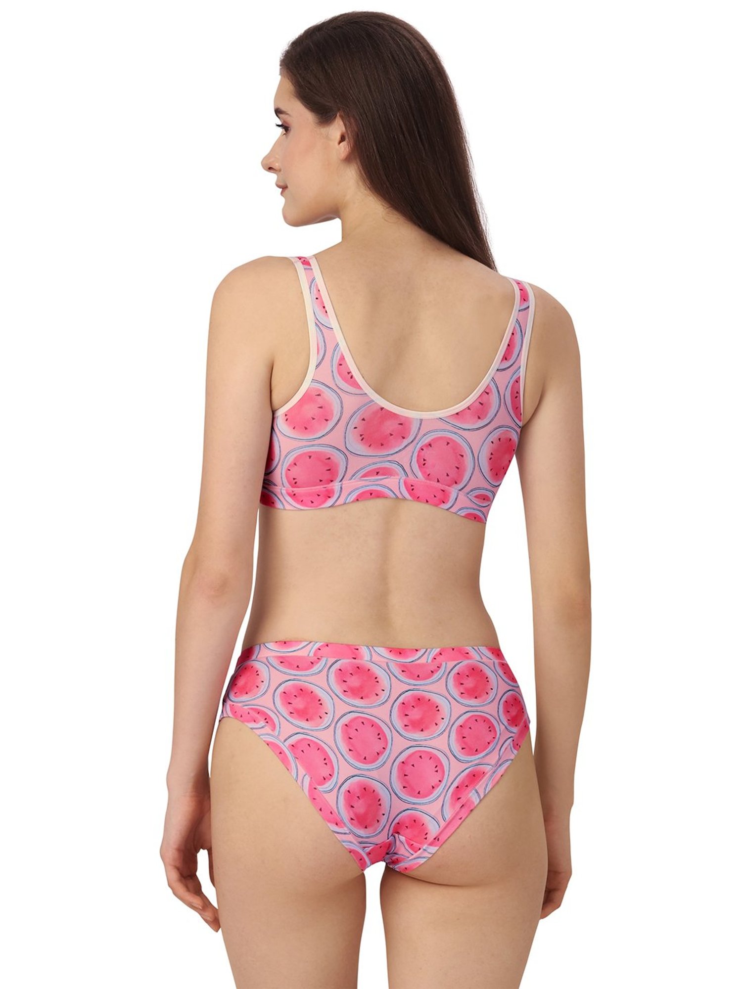 Soie Pink Printed Non-Padded Non-Wired Bra & Panty Set