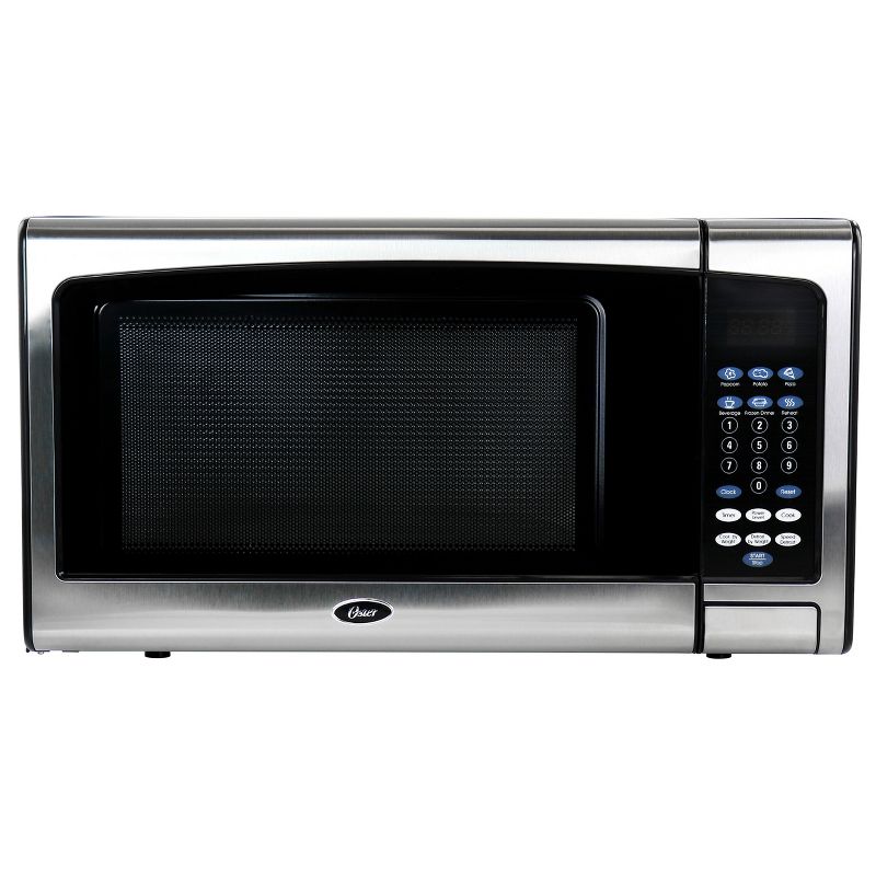 Oster 1.1 CuFt Digital Microwave Oven in Black and Silver