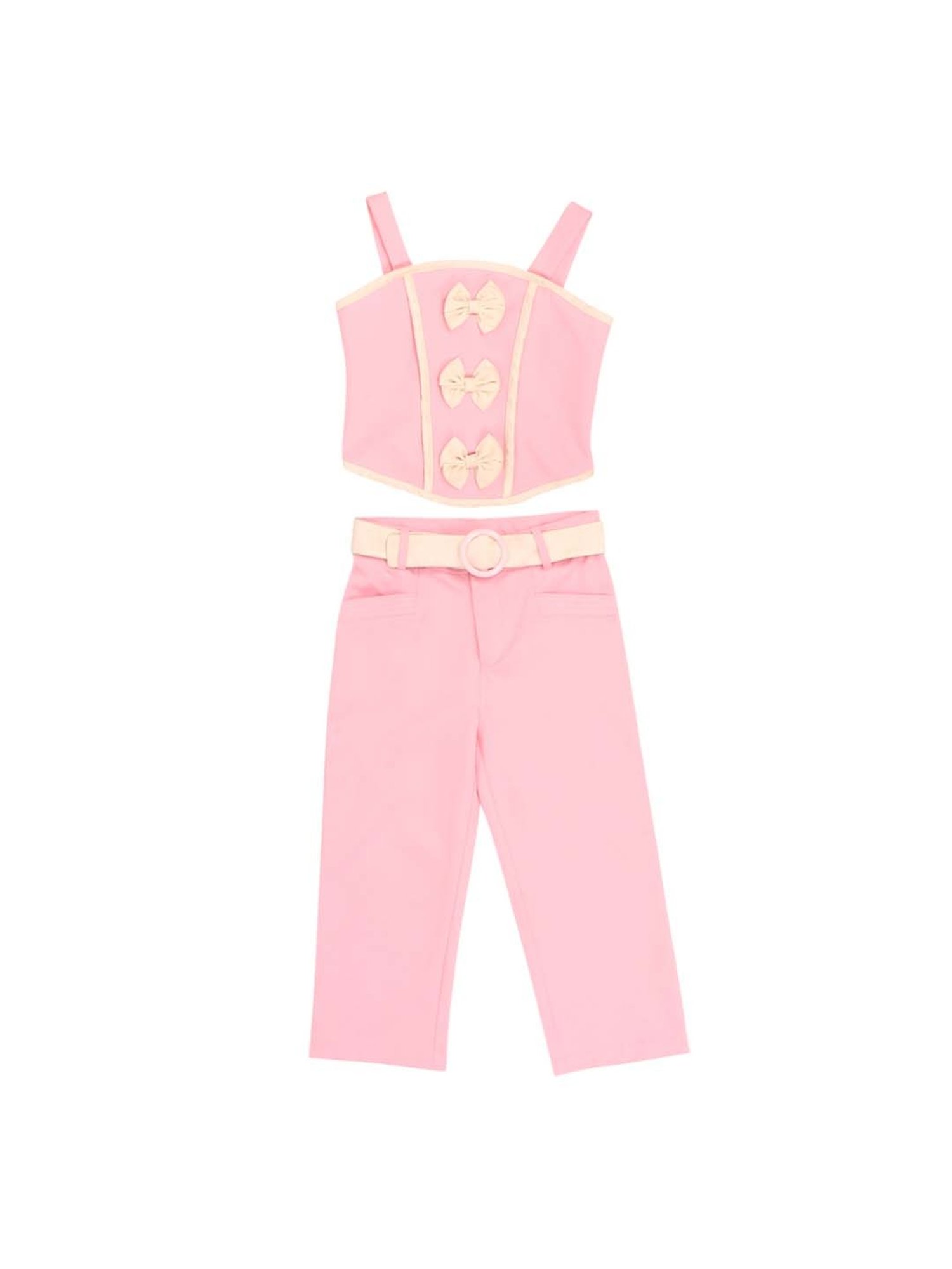 Akkriti by Pantaloons Kids Red & Cream Embroidered Kurta Set