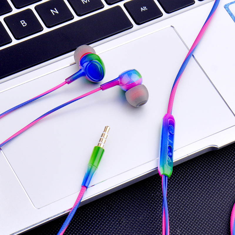 3.5mm Colorful In-Ear Earphone Stereo Subwoofer, Wire-Controlled Earplugs with Wired Mic