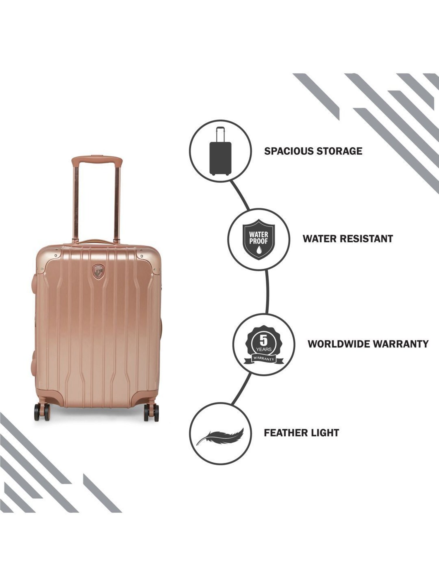 HEYS Xtrak Rose Gold Textured Hard Cabin Trolley Bag -21 cm
