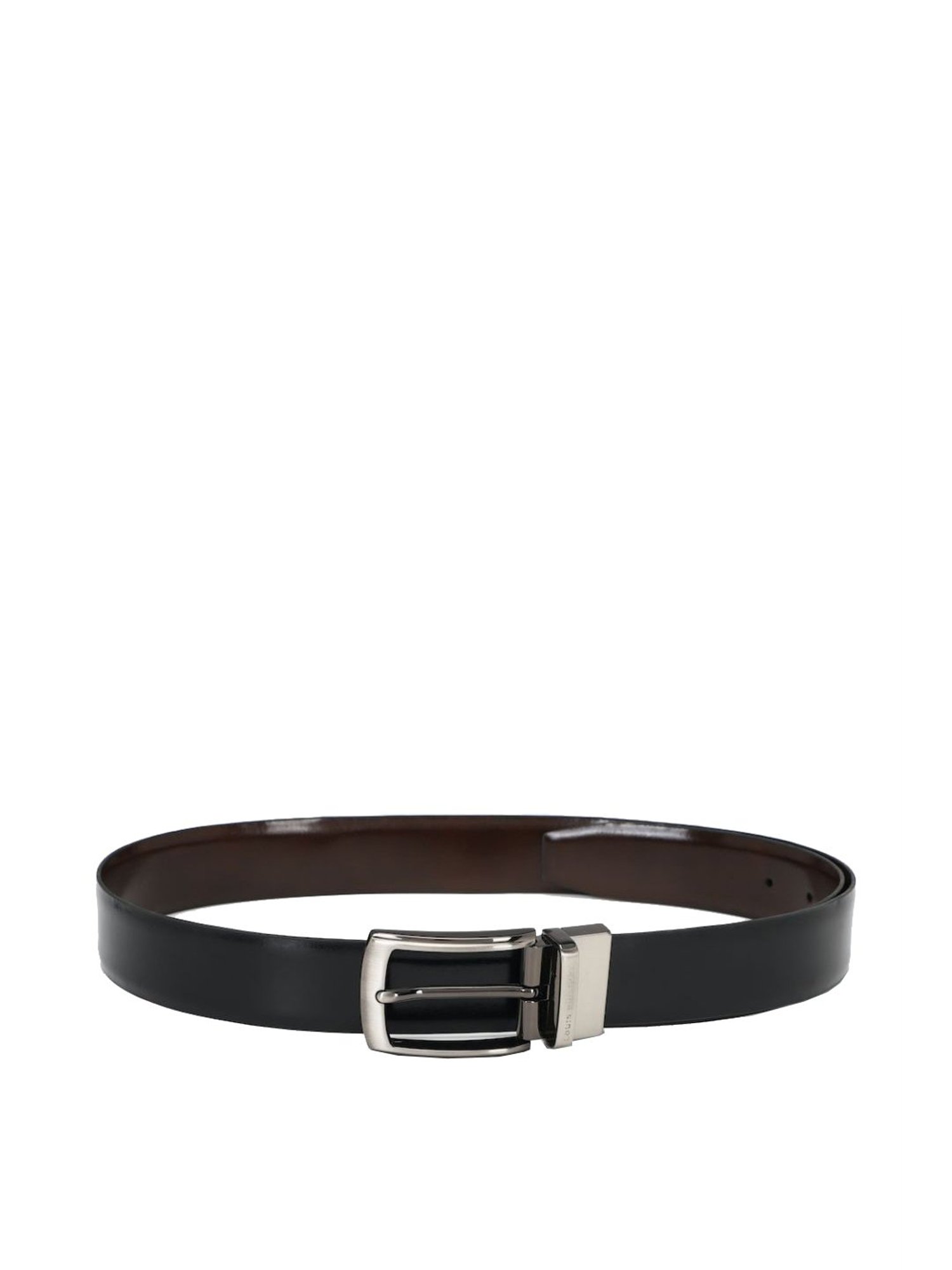 Louis Philippe Black Leather Reversible Belt for Men